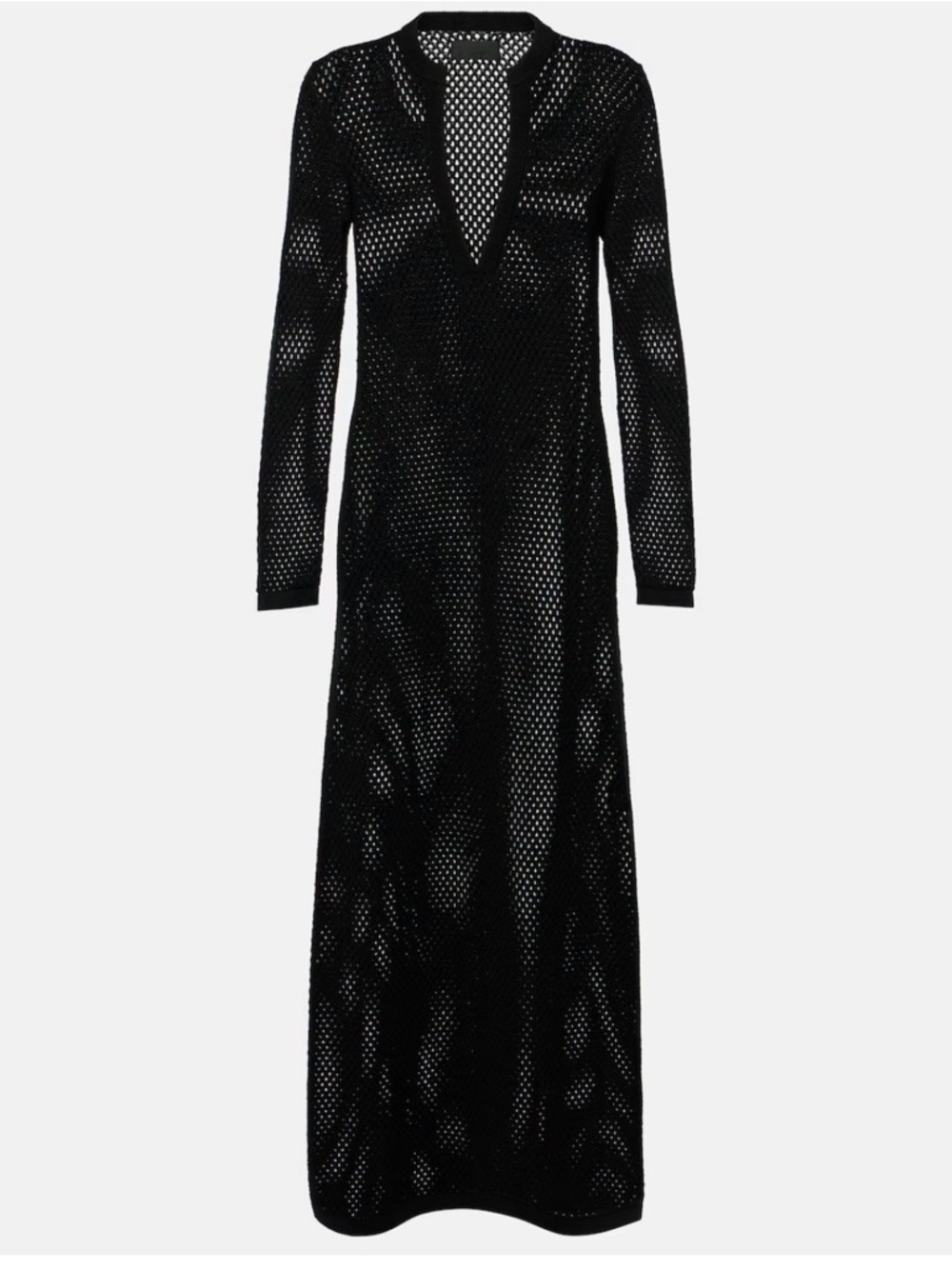 Nili Lotan Zera Black Long Open Knit Maxi Dress